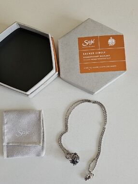 Saje Sterling Silver Sacred Circle Aromatherapy Necklace with Box